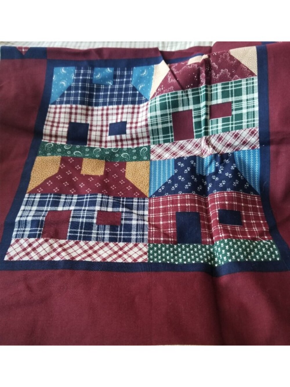 Material Brown House Cranston 3 Panels  44" x 36"  Cotton  1 Yrd Craft Clothing